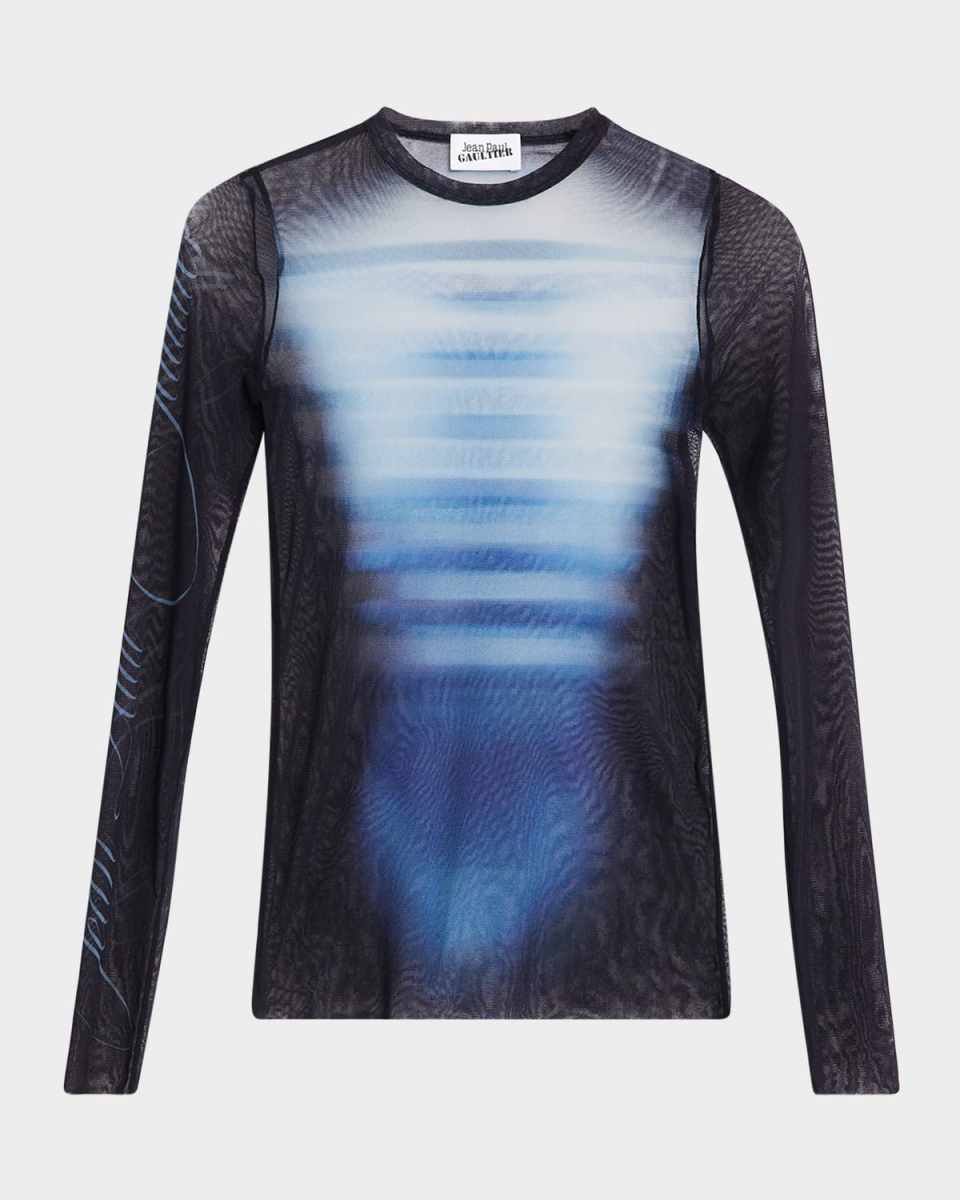 Le Male Print Mesh Long-Sleeve Top